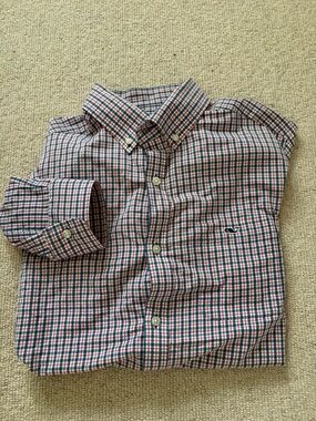 Vineyard Vines Men's Blue & Red Plaid Classic Fit Tucker Shirt